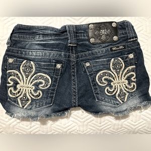 Miss Me Brand Jean Denim Shorts, Size 24, Missing front button